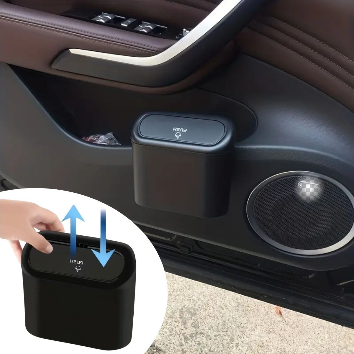 Araç İçi Takılarak Sabitlenebilen Mini Kapaklı Çöp Kovası