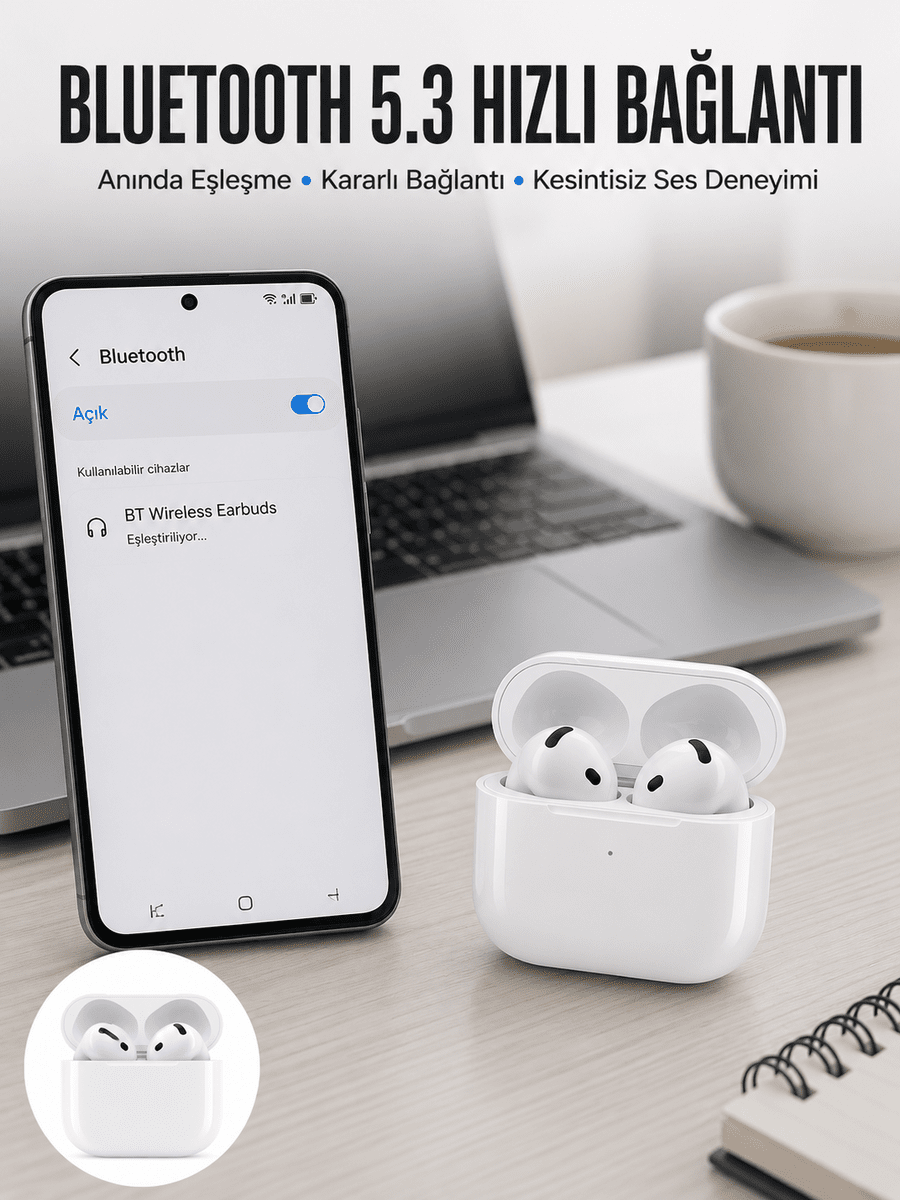 Kablosuz Bluetooth Kulaklık TWS ANC Özelliği Yüksek Ses Kaliteli Yeni Nesil