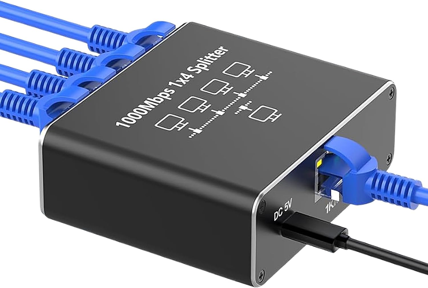 Gigabit Ethernet Splitter LAN Switch 4 Port, Tip C Güç Kablosu, 1000Mbps RJ45 Ağ Dağıtıcı, Bilgisayar, Laptop, Router, TV Kutusu İçin