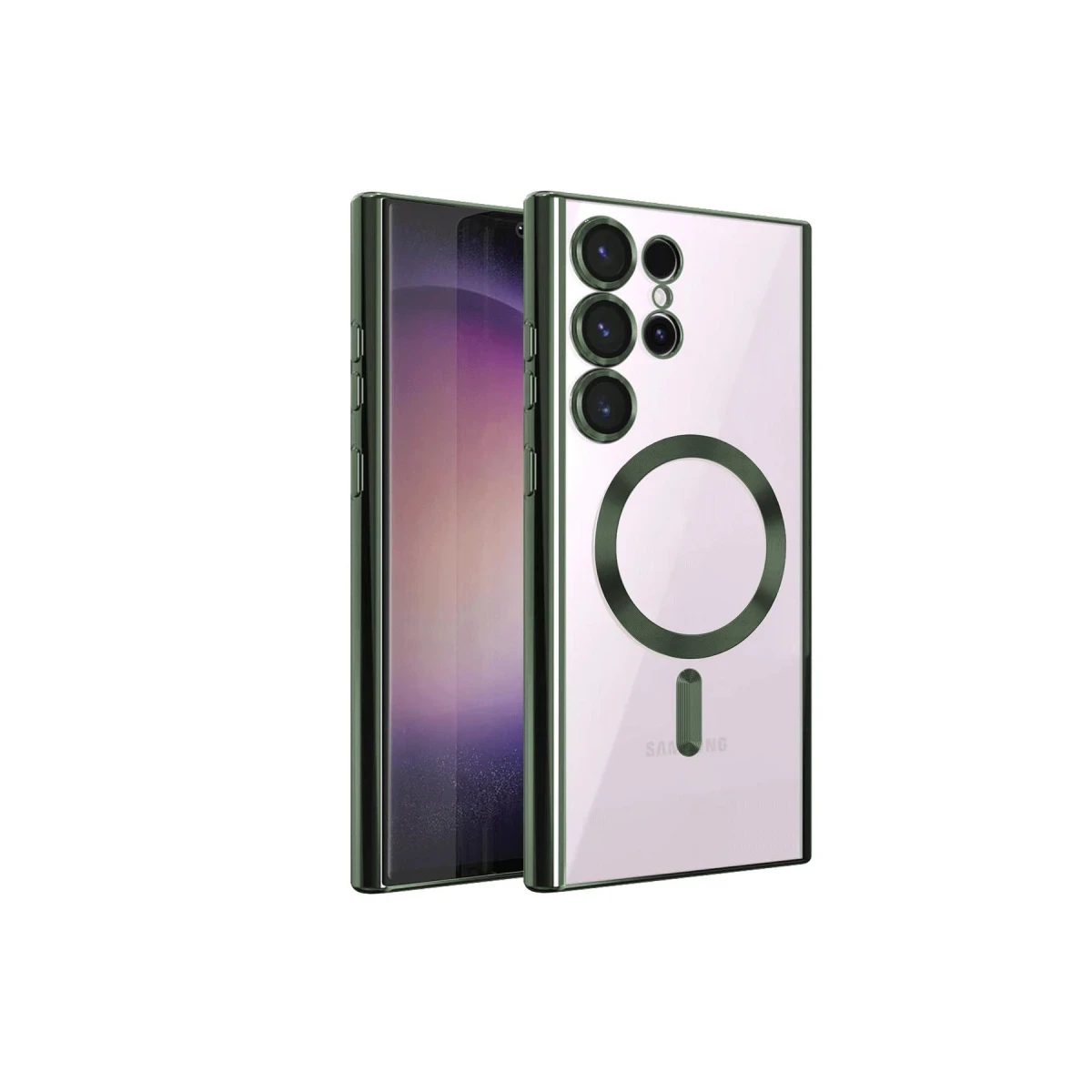Samsung Galaxy S23 Ultra Kılıf Kross Magneticsafe Kapak - Koyu Yeşil