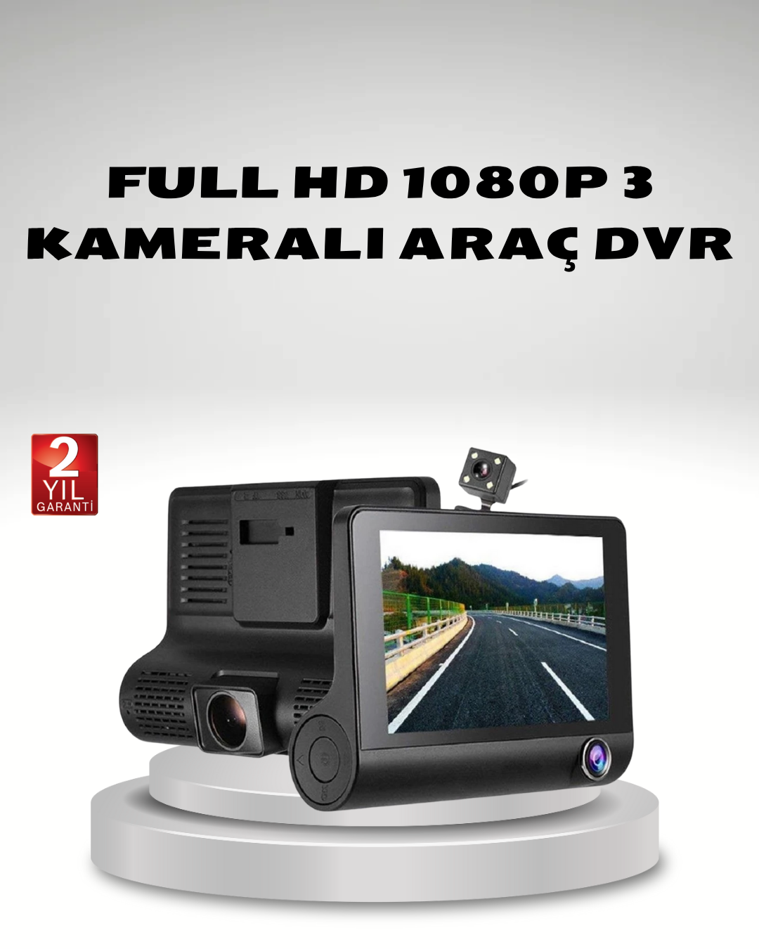 Araç Kamerası 3’lü Full HD DVR 1080P Gece Görüşlü ve G-Sensörlü