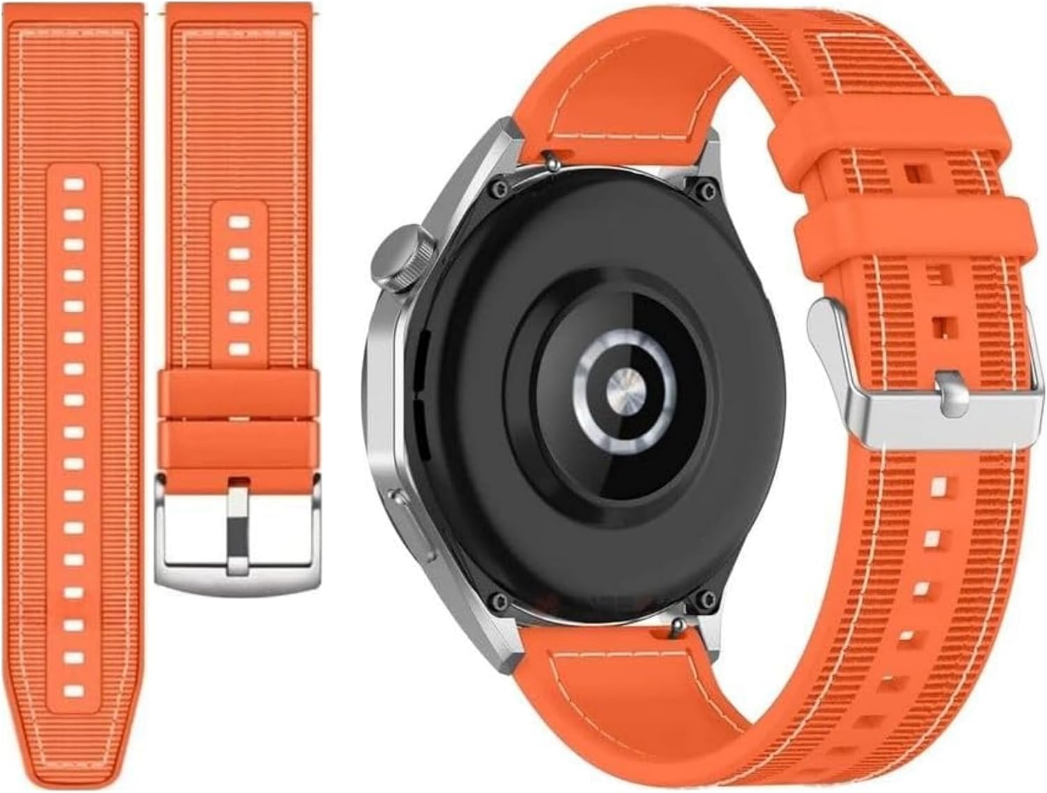 Huawei Uyumlu 22mm Dikişli Hybrid Silikon Kumaş Kordon - Huawei Watch GT6/GT6 Pro/GT5/GT5 Pro/GT4/Watch 4 Pro/GT3/GT3 Pro/GT2/GT2 Pro 46mm Uyumlu