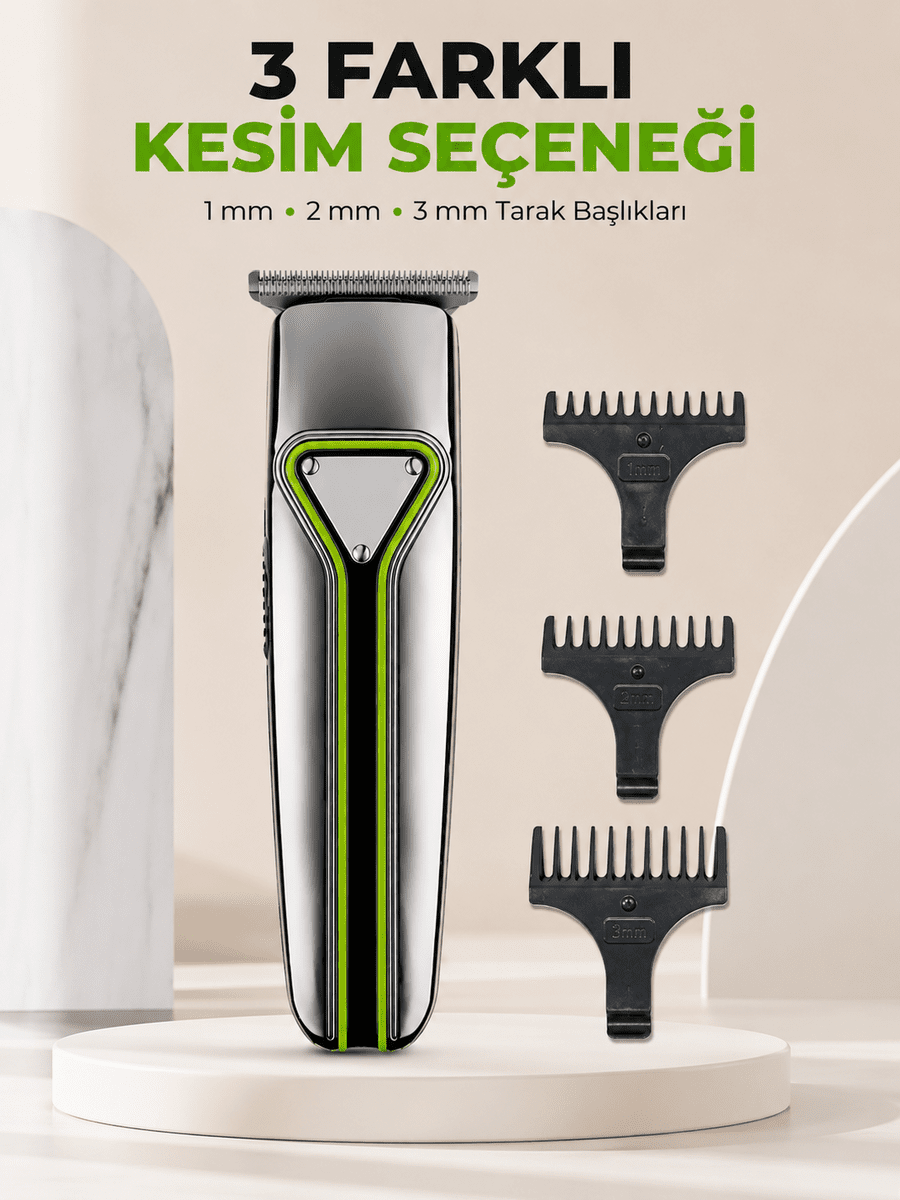 Erkek Saç Sakal Kesme Makinesi Profesyonel T Bıçaklı USB Şarjlı Ense Favori Düzeltme Makinesi