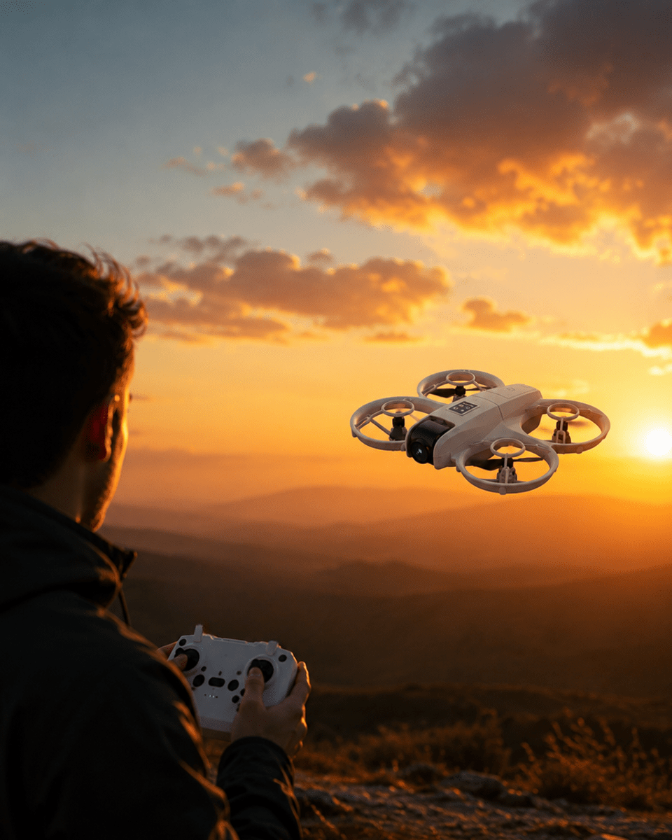 Uzun Şarj Süreli Kameralı Mini Drone Işıklı Akıllı Uçuş Sistemli