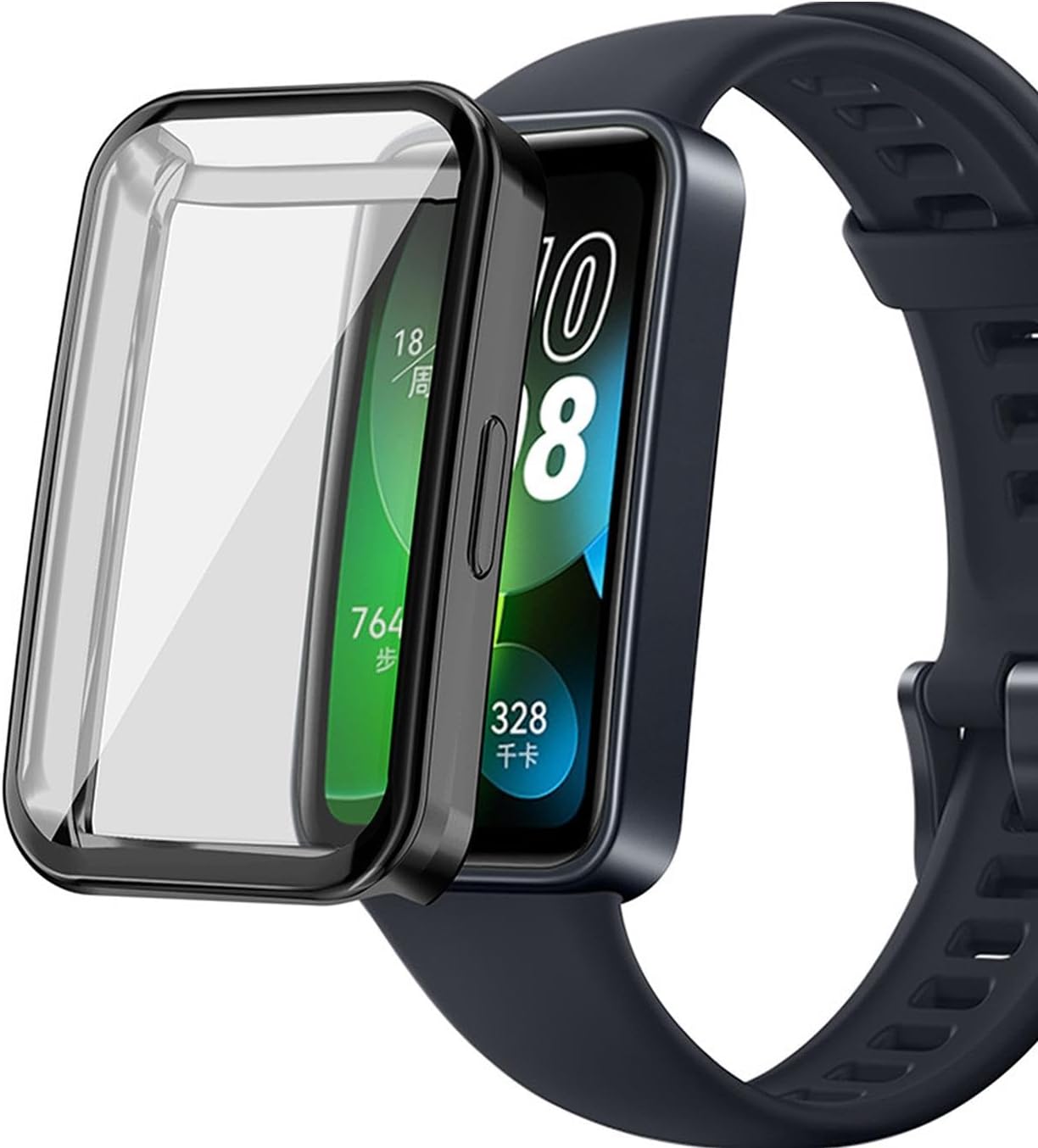 Huawei Band 9 için Kılıf 360 Full Round Soft Silicone Siyah [Band 9 ile Uyumlu Kılıf - Siyah]