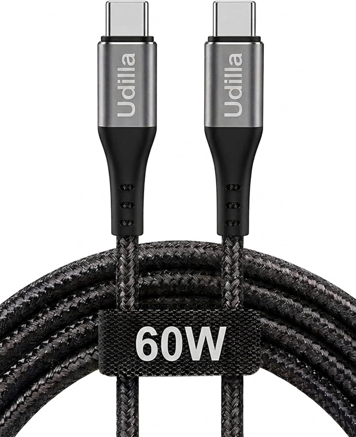 Örgülü USB Type-C to Type-C 60W Örgülü Hızlı Şarj ve Data Kablosu 1 Metre (Siyah, Type-C to Type-C, 100, Santimetre)