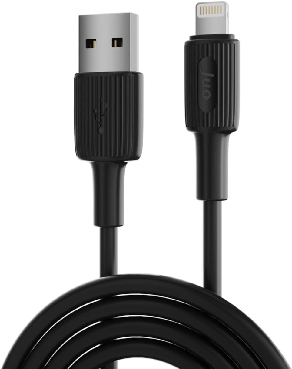 12W 2.4A USB-A to Lightning iPhone iPad ile Uyumlu Silikon Hızlı Şarj ve Data Kablosu Siyah 2 Metre
