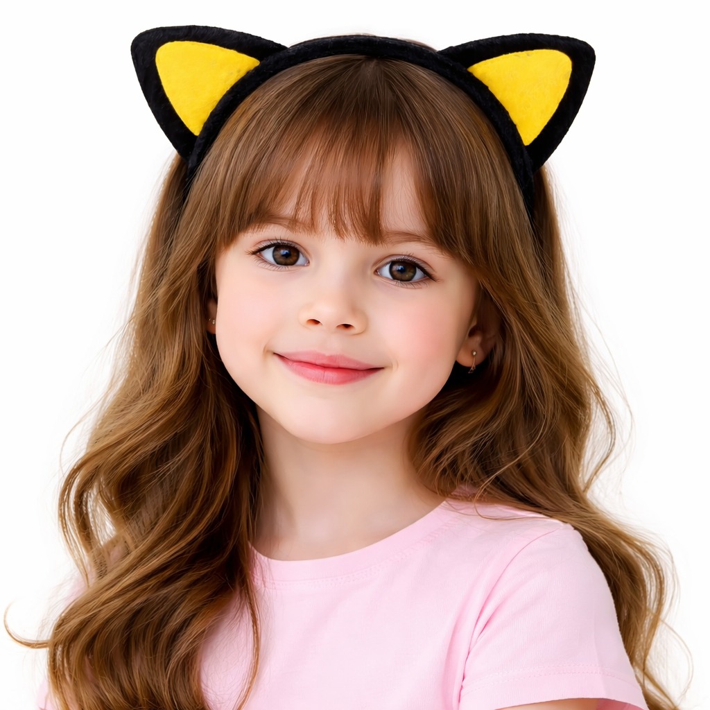Peluş Kedi Kulak Taç Sarı Siyah – Çocuk Parti &amp;amp; Kostüm Tacı