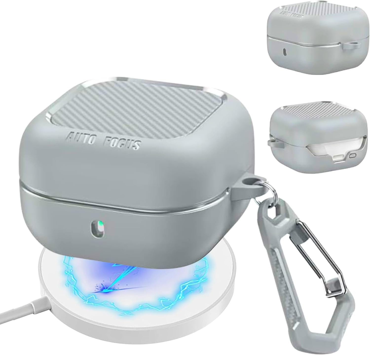 Samsung Galaxy Buds 4 / Buds 4 Pro Uyumlu Karbon Fiber Hybrid Polymer Technology Darbeye Dayanıklı Kulaklık Kılıfı (Gri)