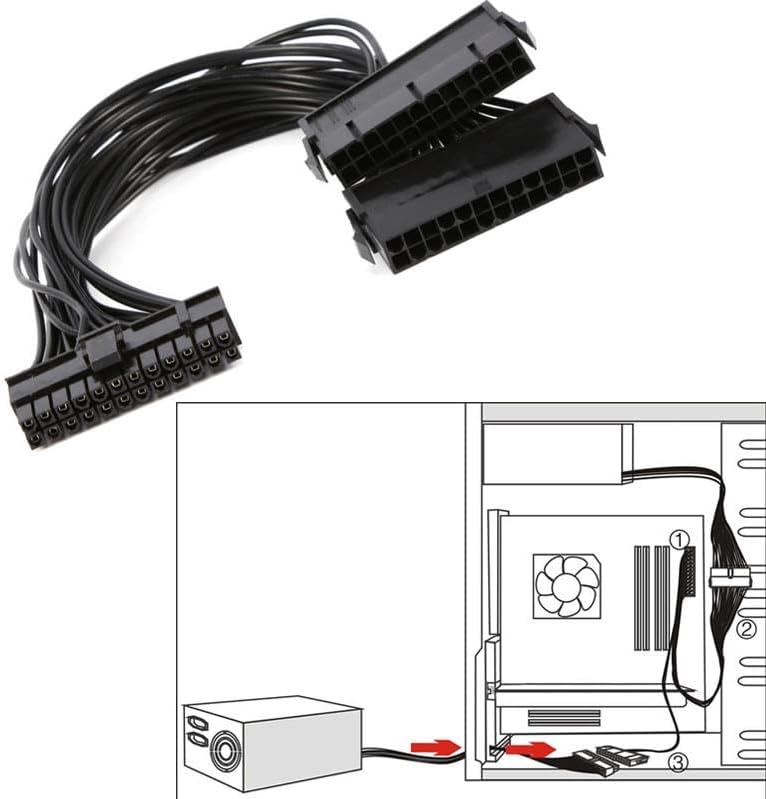 Güç Kaynağı Çoklayıcı 24 Pin Atx Dual PSU Çoklayıcı Adaptör Anakart Mining Kablosu 5145
