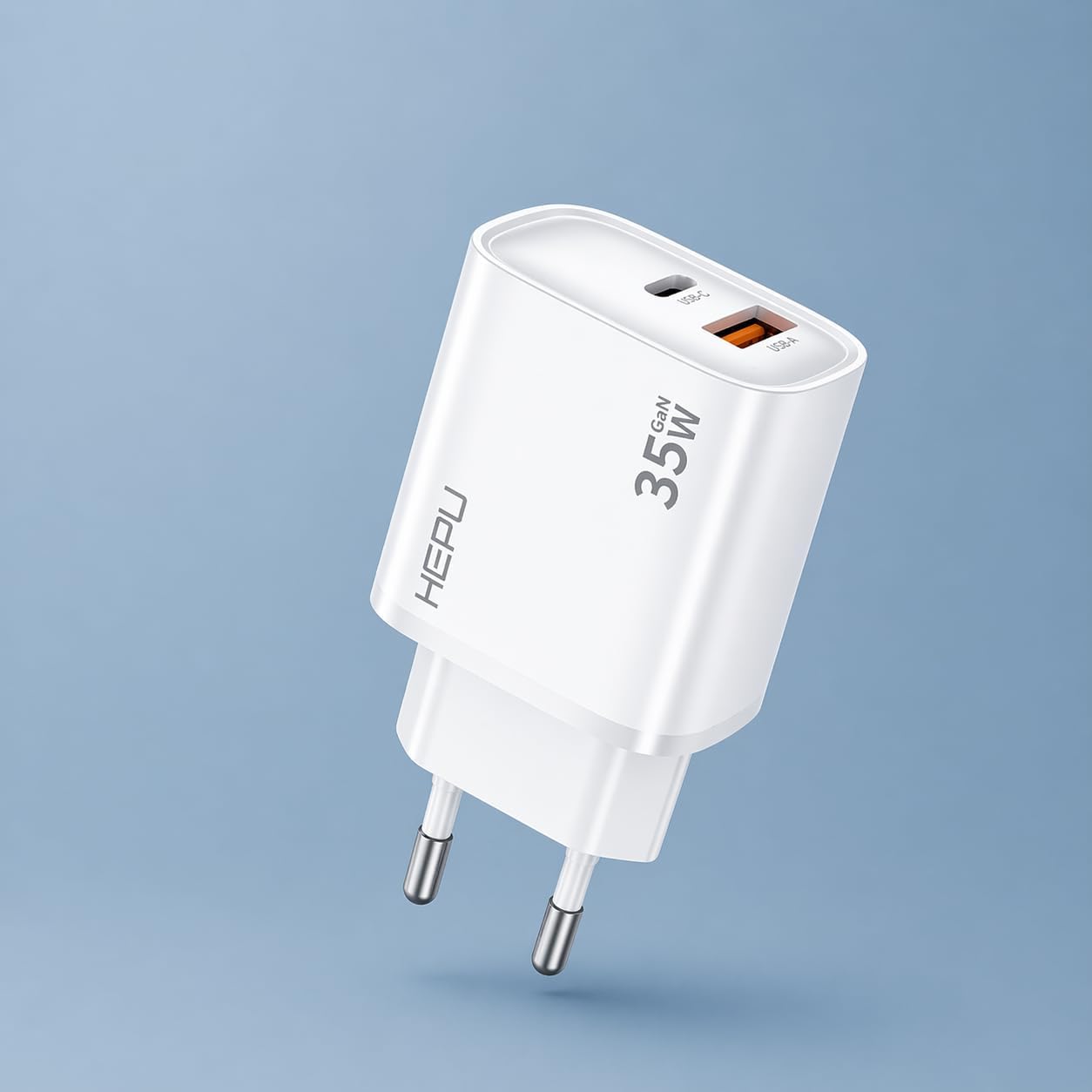 HP-C30 35 Watt GaN Şarj Adaptörü 2-Port Fast Charger Hızlı Şarj 100 Cm Kablo Dual-Port QC 3.0 USB-C USB-A