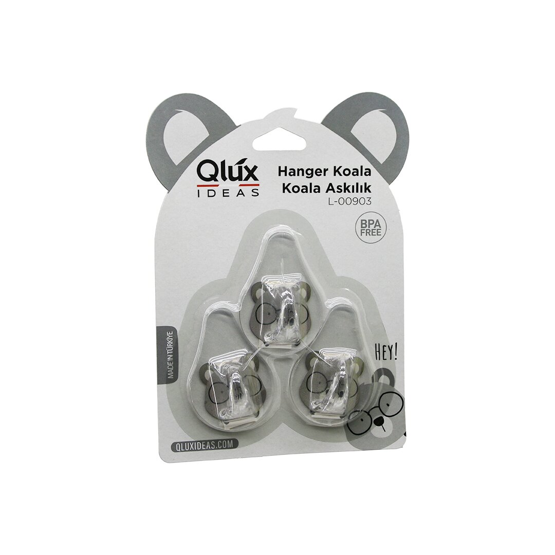 3PCS KOALA ASKI ŞEFFAF ASKI YAPIŞKANLI MONTAJ
