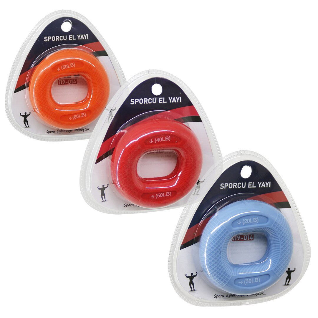 HALKA MODEL RENKLİ SPORCU SİLİKON EL YAYI ÇİFT KULLANIM = 20-30LBS - 40-50LBS - 50-60LBS
