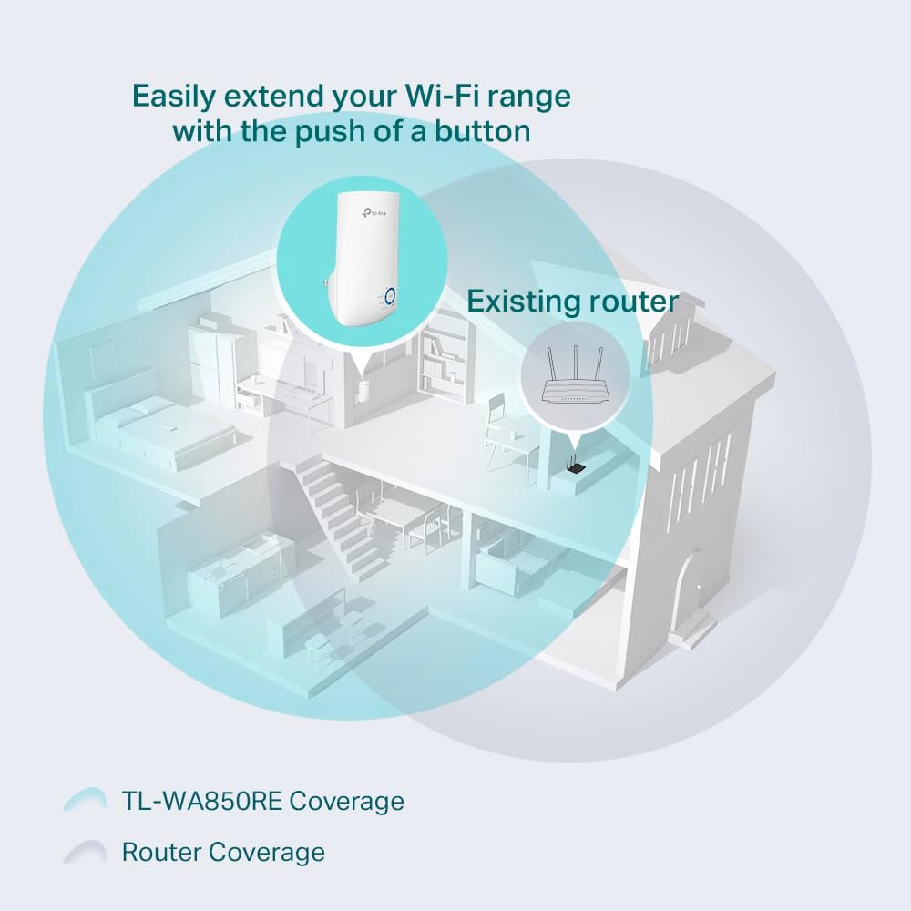 TL-WA850RE | Wi-Fi 4 Menzil Genişletici | N300 Mbps | 1 Ethernet Port | Access Point Modu | Kompakt Tasarım | Kolay Kurulum | Tüm Modem ve Router Modelleri ile Uyumludur