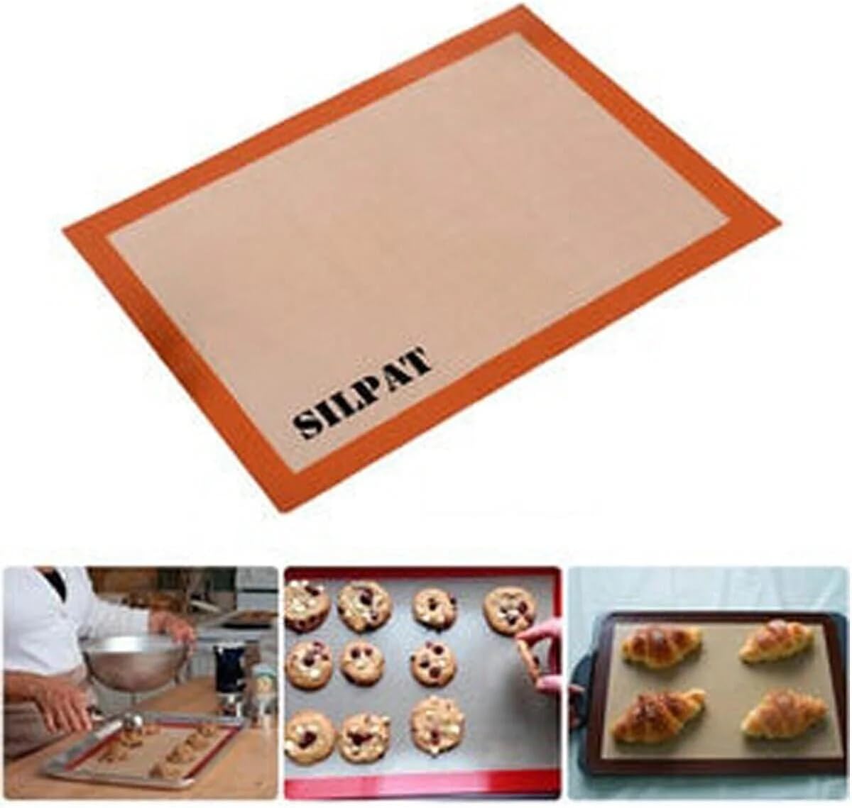 Fırınlanabilir Kendinden Yağlı Silikon Pişirme Matı, Profesyonel Silpat Yanmaz Yapışmaz Yıkanabilir Silikon Pişirme Matı 30cmx40cm
