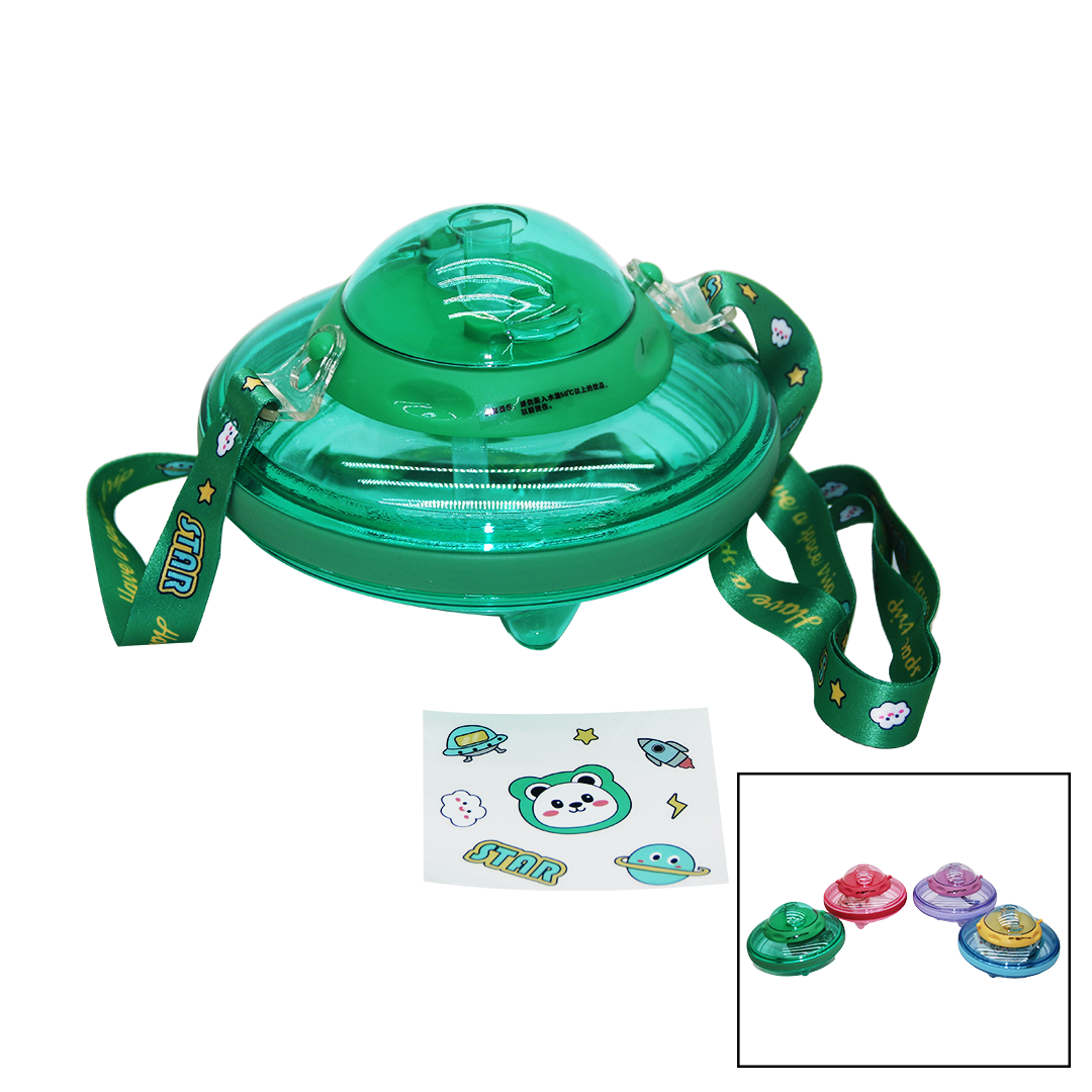 UFO MODELİ RENKLİ MİKA KRİSTAL SULUK MATARA PİPETLİ - TAŞIMA ASKILI 550ML ( HERHANGİ BİR RENK GÖNDERİLİR )