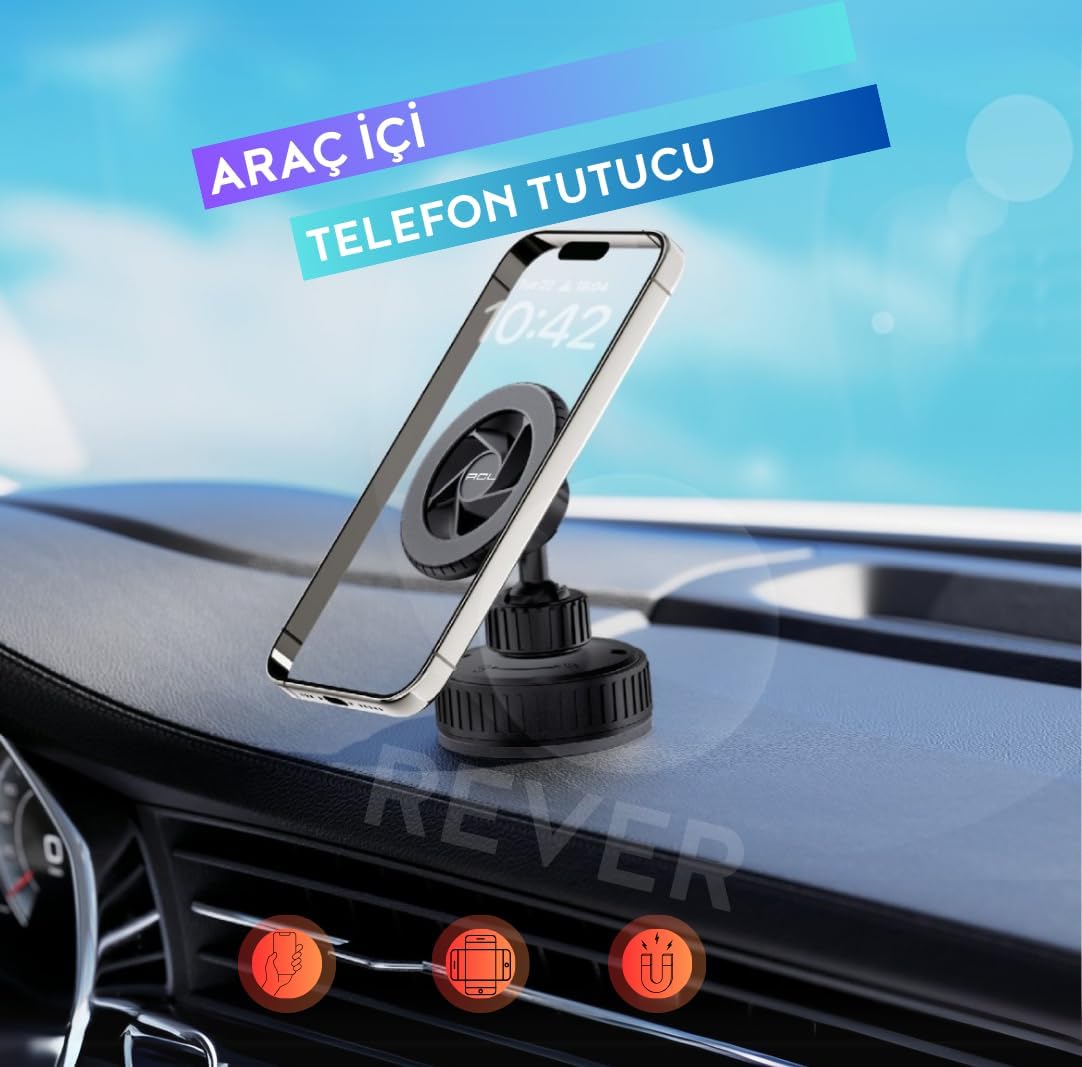 Araç İçi Telefon Tutucu Güçlü Manyetik Vakum Vantuzlu Araç Telefon Tutucu