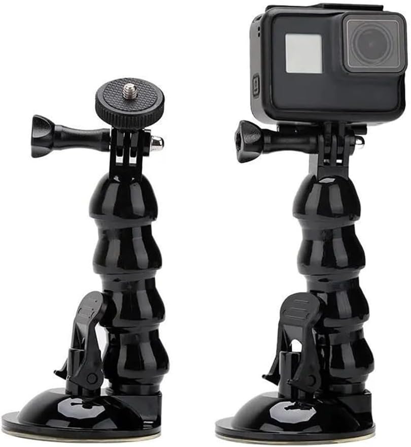 AX-231 Vantuzlu Araç İçi Esnek Kamera Tutucu – GoPro, DJI Osmo Action, Insta360 ile Uyumlu, 1/4 Vida Bağlantılı