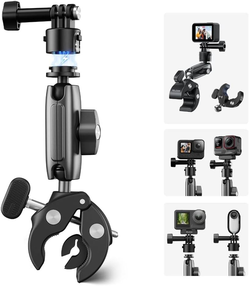 Telesin S3-HBM-01 Quick Release Crab Claw Kelepçe Montaj Aparatı GoPro DJI Osmo Action Insta360 ile Uyumlu