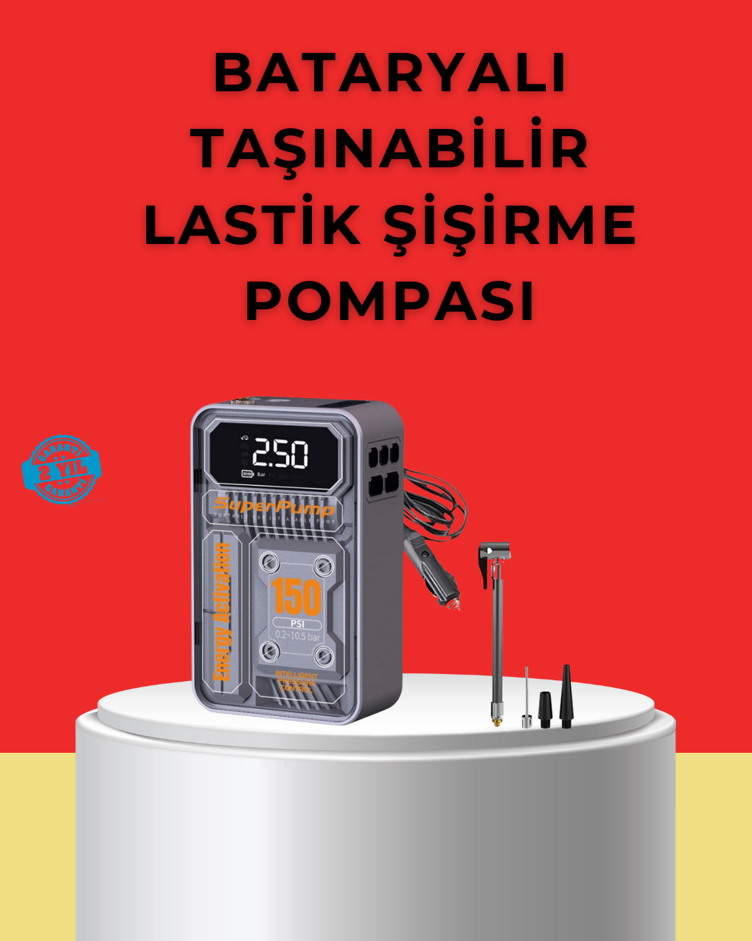 Hızlı Şişirme Güçlü Motorlu 150 PSI Araba Lastik Pompası