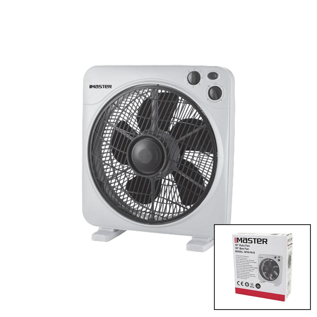10 İNÇ KUTU FAN VANTİLATÖR 3 KADEME HIZ 6 PLASTİK KANAT 38W 60DK.ZAMAN AYARLI MTR-F610