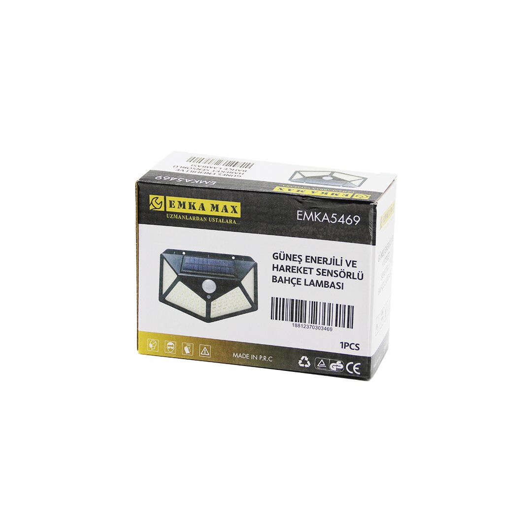 4 AÇILI SOLAR - HAREKET SENSÖRLÜ APLİK DUVAR LAMBASI DIŞ MEKAN 9.5 X 13.5CM