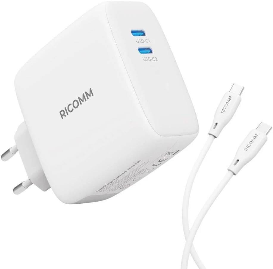 100W GaN 2 Portlu USB-C Şarj Aleti QC5.0 PD Type-C Hızlı Şarj Cihazı + 100W Şarj Kablosu