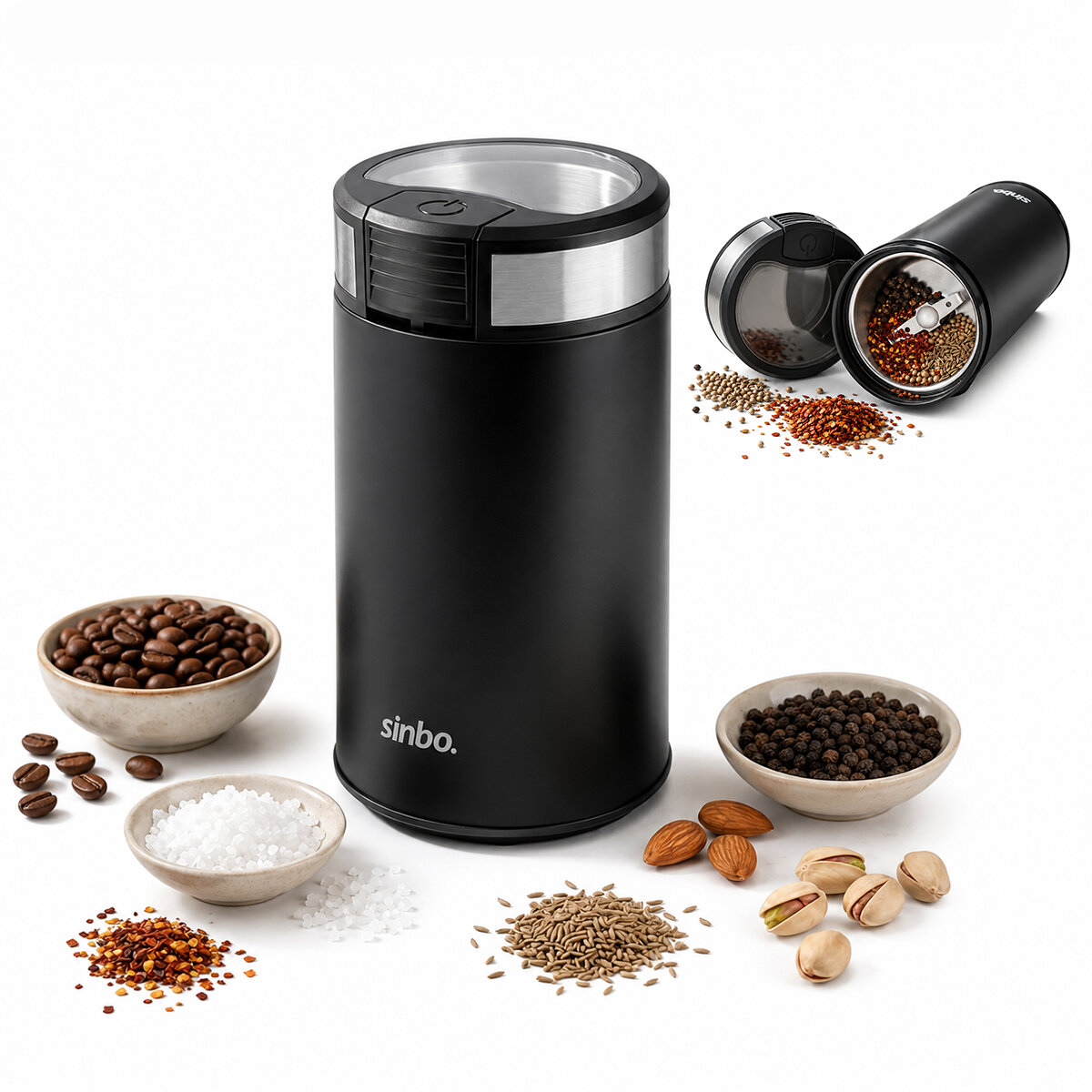 KAHVE - BAHARAT ÖĞÜTÜCÜ MAKİNE 2 BIÇAKLI ÇELİK ÖĞÜTME HAZNESİ 50GR ÖĞÜTME AC MOTOR=200W SCM-9044