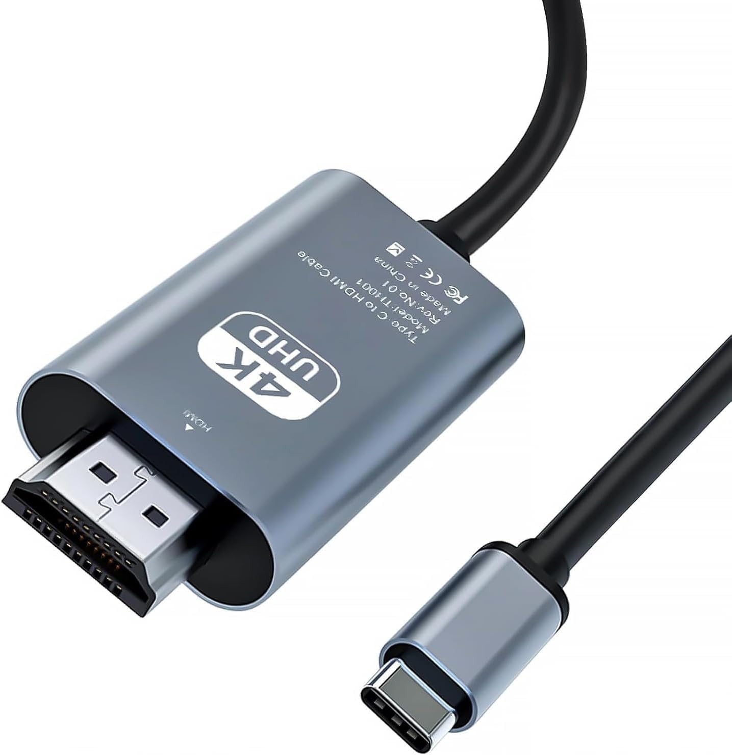 HDMI Çevirici USB C HDMI 4K 60Hz HDMI, 200cm USB C HDMI Adaptör USB C HDMI Uyumlu Thunderbolt Type-C to HDMI 2 Metre Kablo Uzunluğu ZR854