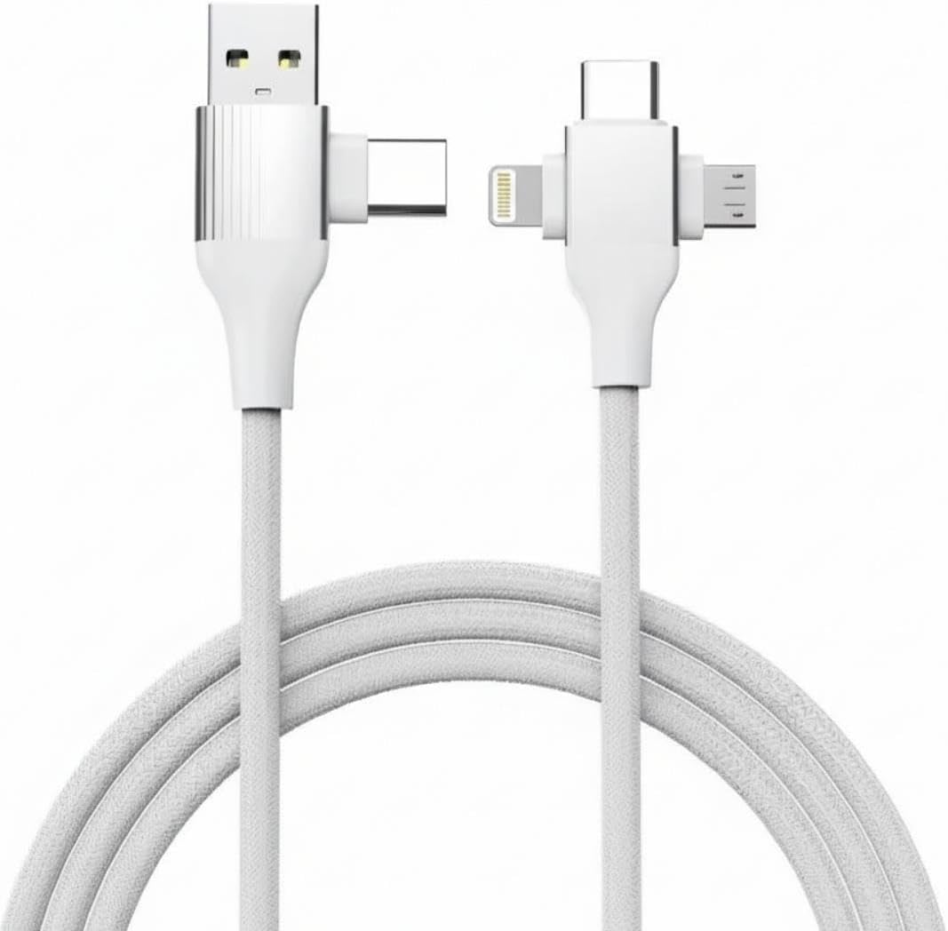 STORE USB Type-C 5'i 1 Arada Çoklu Hızlı Şarj Kablosu Lightning Micro Usb 1m Beyaz