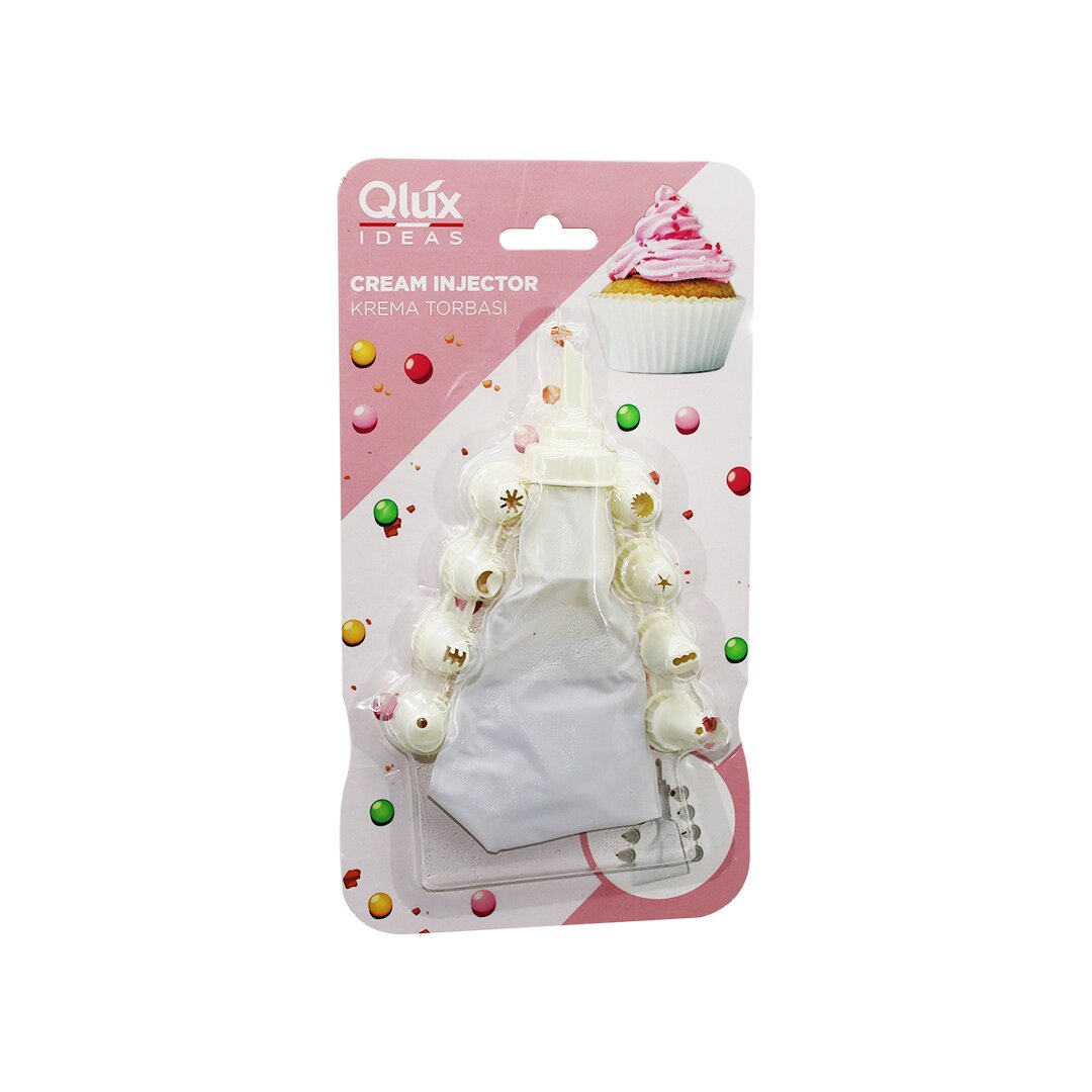 QLUX L-00172 AVANTAGE 10PCS KREMA TORBASI - SÜSLEME BAŞLIK SETİ 1-BEYAZ TORBA - 9-KREM BEYAZI PLASTİK BAŞLIK