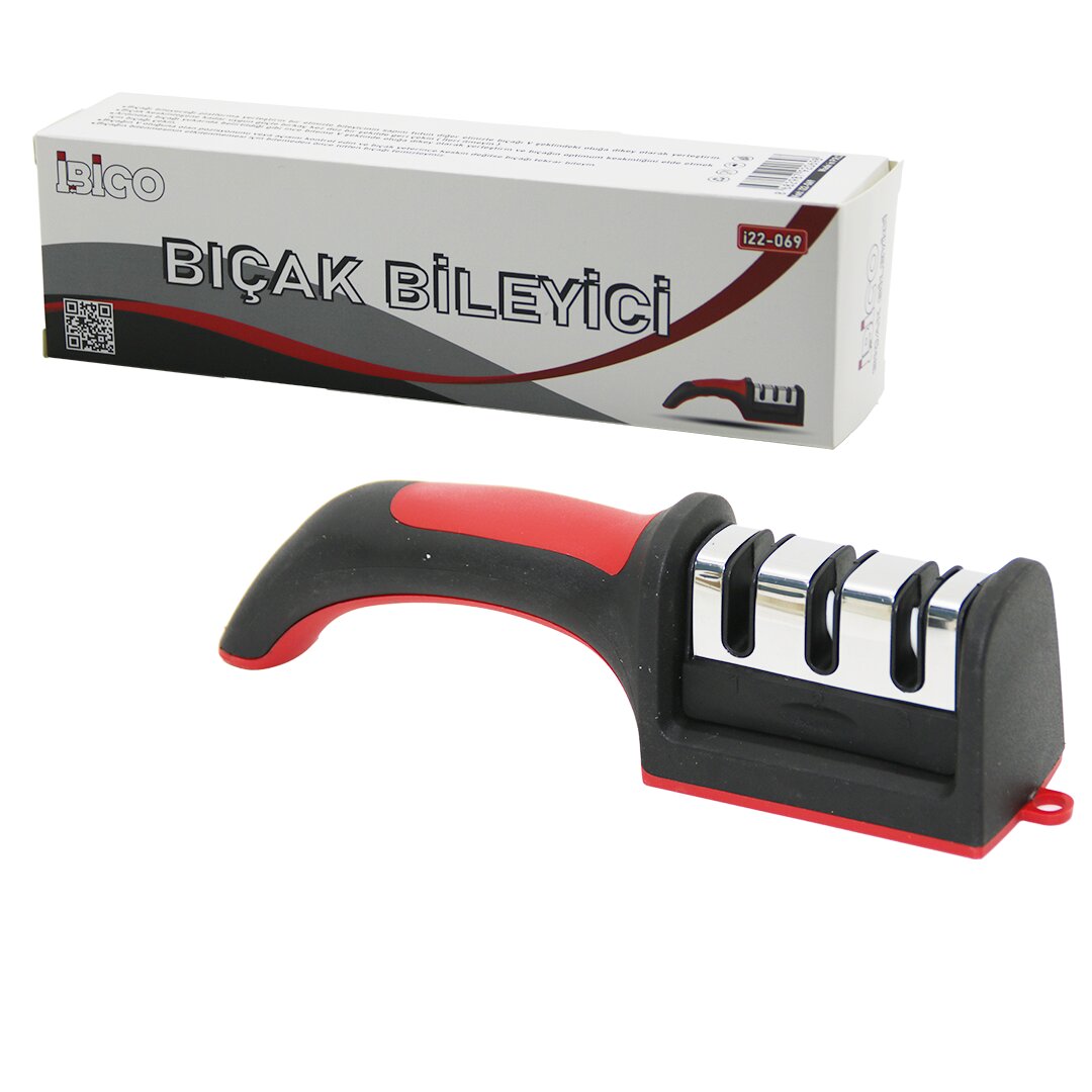 KUTULU BIÇAK BİLEME 3 BOĞUMLU RENKLİ PLASTİK SAPLI