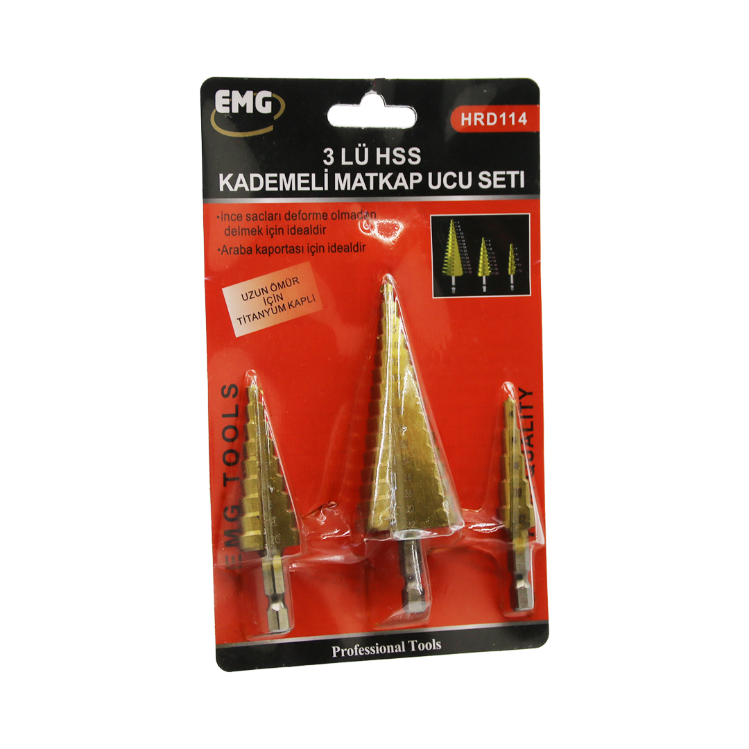3 PARÇA HSS KADEMELİ MATKAP UCU SET