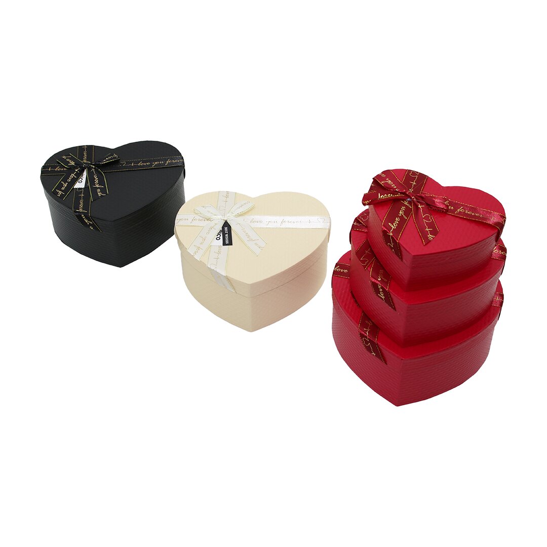 3PCS KALP MAT MİX RENKLİ KARTON HEDİYE KUTUSU KURDELALI 22X20-19X17-16X14CM