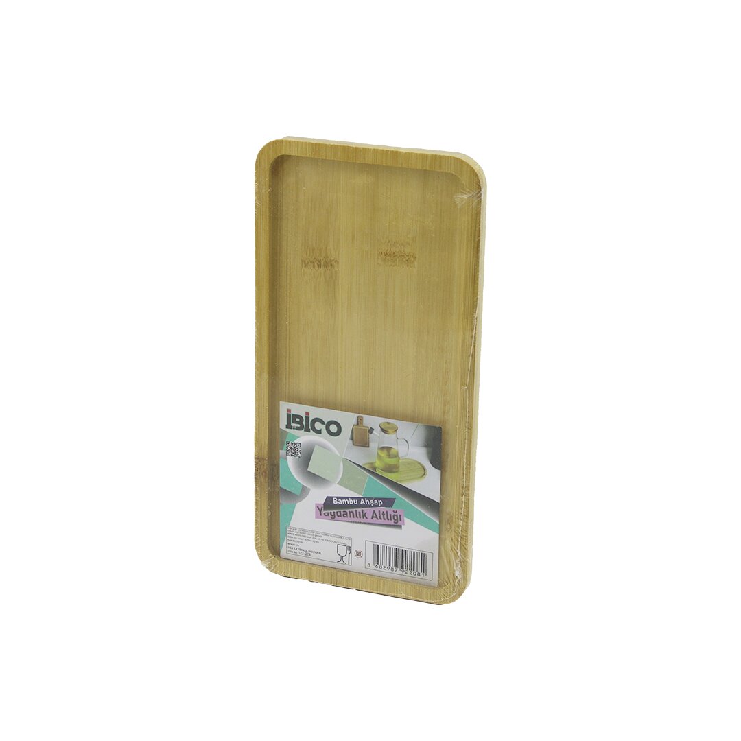 DİKDÖRTGEN AHŞAP BAMBU YAĞDANLIK ALTLIK MİNİ TEPSİ 12 X 23.4 X 0.8CM