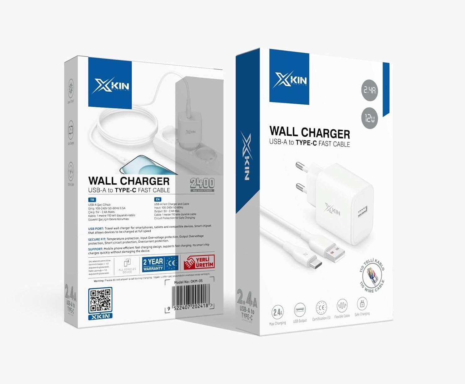 STORE Type-C USB 12w 2.4A USB-A Hızlı Şarj Adaptörü Kablolu Set