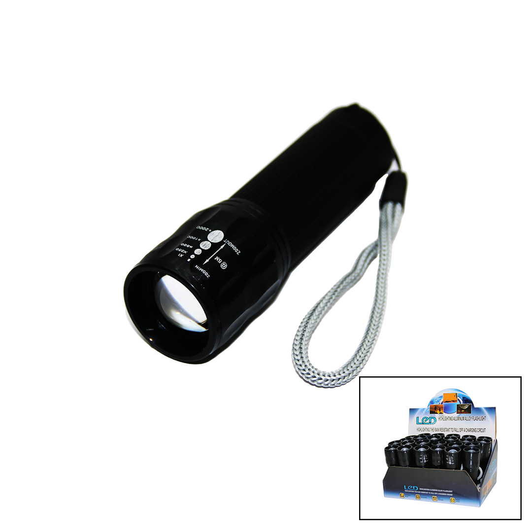 LED GOLD ORION HIGHLIGHTING ALUMİNUM FLASHLİGHT PİLLİ ZOOMLU EL FENERİ METAL KASA