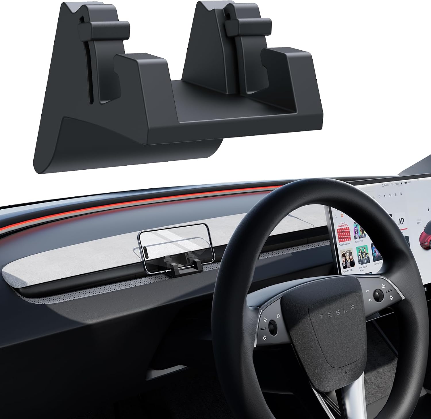 Silikon telefon montaj tutucu Tesla 2024 Model 3 Highland Dashboard ön cam hava firar eller serbest cep telefonu montaj iPhone Android akıllı telefon (uygun değil 2017-2023 Model 3)