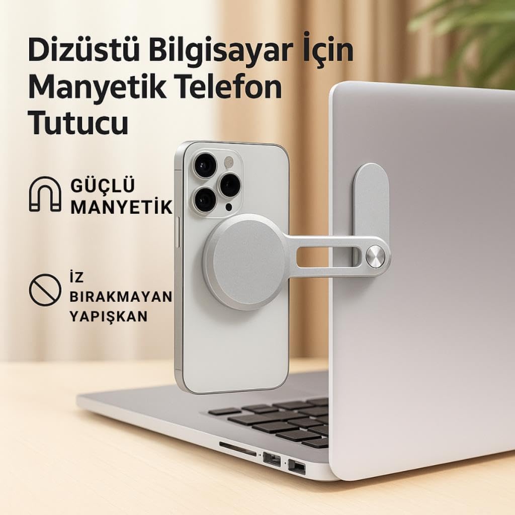 Yapışkanlı Magsafe Uyumlu Laptop Telefon Tutucu Araç Ekran Arkası Telefon Tutucu Monitör Tutucu