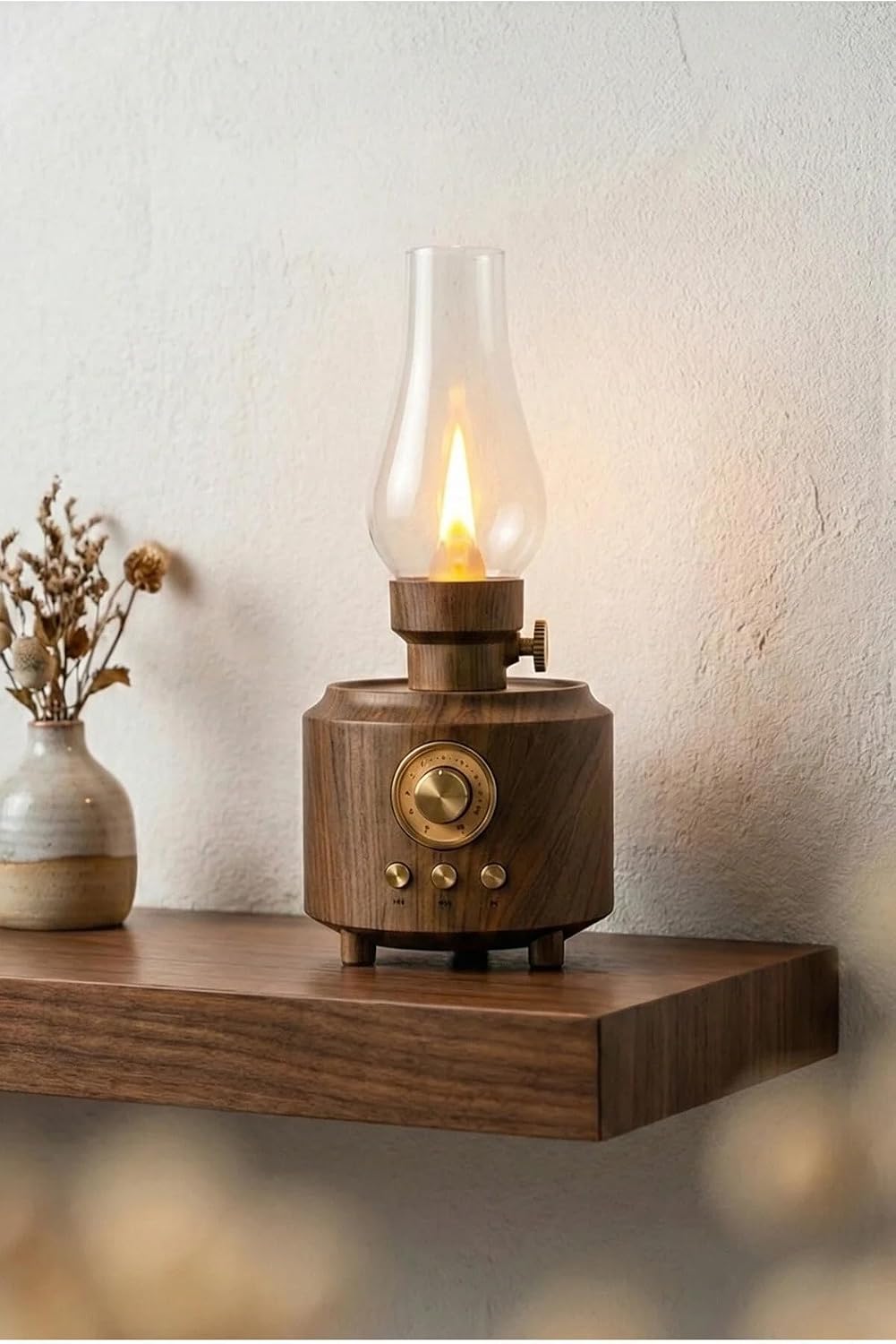 Nostaljik Taşınabilir Bluetooth Hoparlör Işıklı Gece Lambası Radyolu USB Aux Micro Girişli Retro Shine Hoparlör
