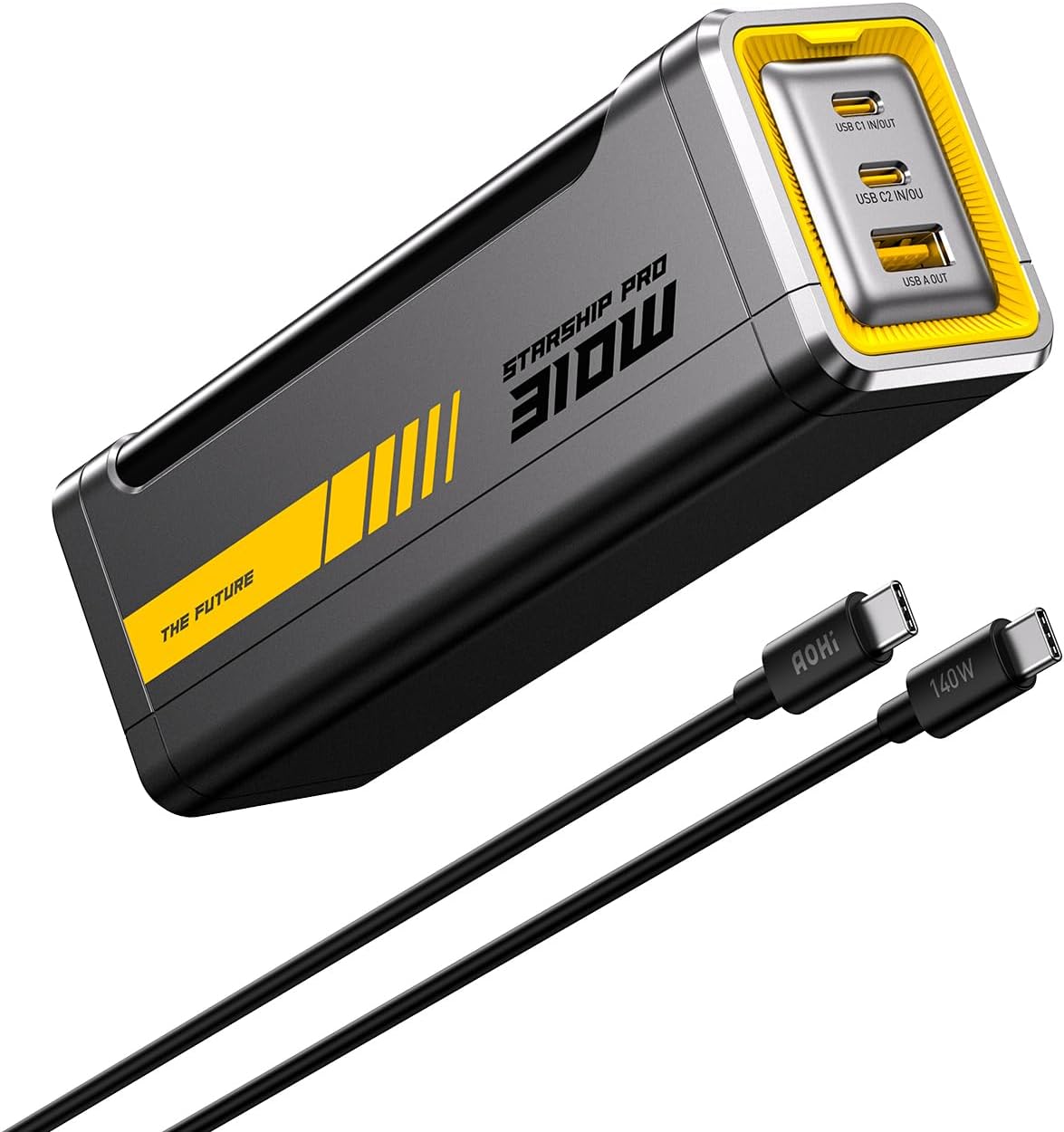 Starship 20.000 mAh 310W PD3.1 Powerbank, Akıllı Dijital Göstergeli 2si1 Arada Taşınabilir Hızlı Şarj Cihazı, Şarj İstasyonu, Siyah