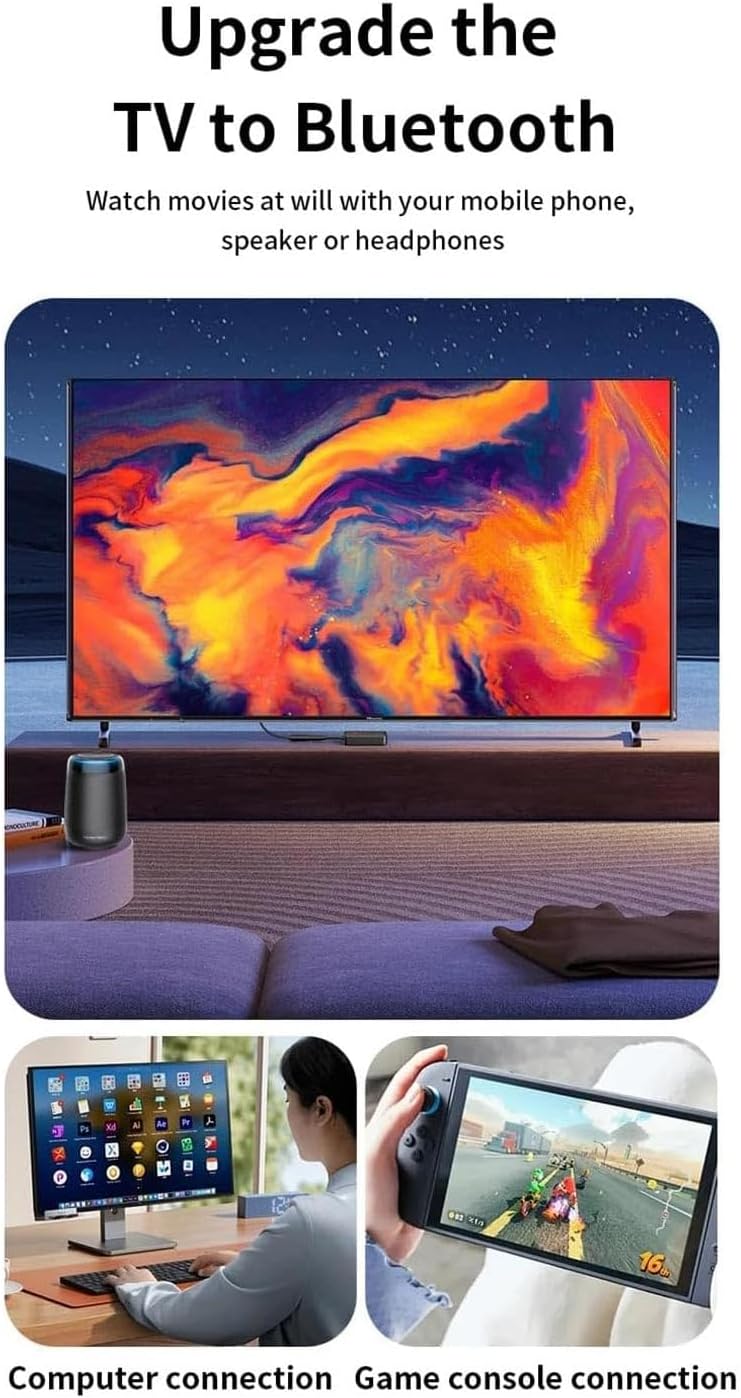M30 Kablosuz Ses Adaptörü Bluetooth 5.4, AUX 3.5mm, 2’si 1 Arada Transmitter, Araç & Ev Hoparlör Uyumlu