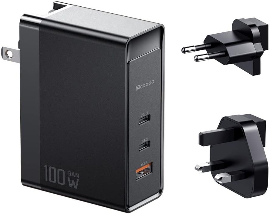 Gan 100W 3-Port Fast Charger, Siyah