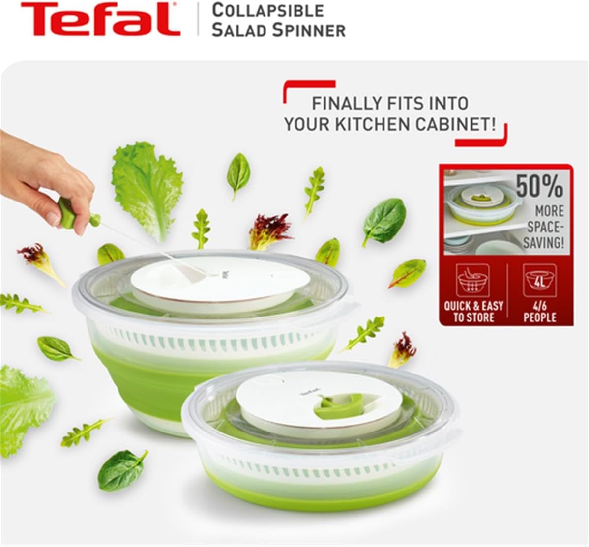 Katlanabilir Salata Kurutucu Yeşil - Beyaz