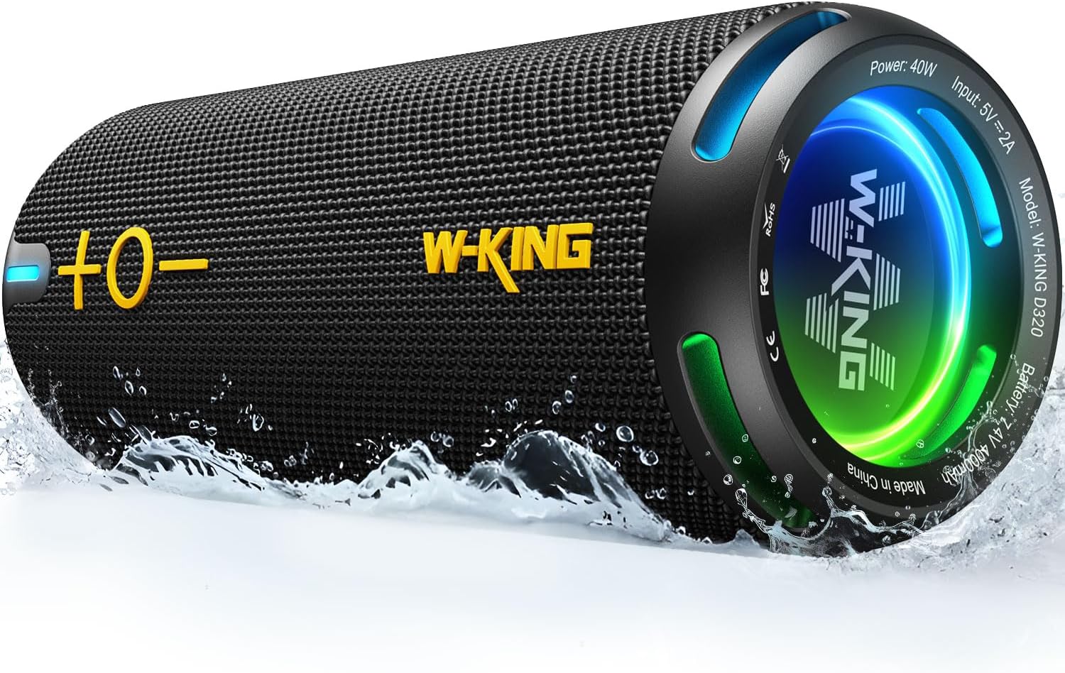 Bluetooth Hoparlörler - IP67 Su Geçirmez Dış Mekan Taşınabilir Kablosuz Hoparlör, 40W HD 360° Işıklı Stereo Surround Ses, Özel EQ ve Derin Bas/V5.3/DSP/24H/TF/AUX, Toz Geçirmez, Duş, Kamp için