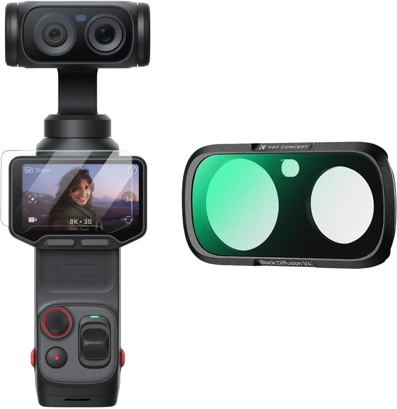 Insta360 Luna Ultra ile Uyumlu Siyah Difüzyon 1/4 Filtre