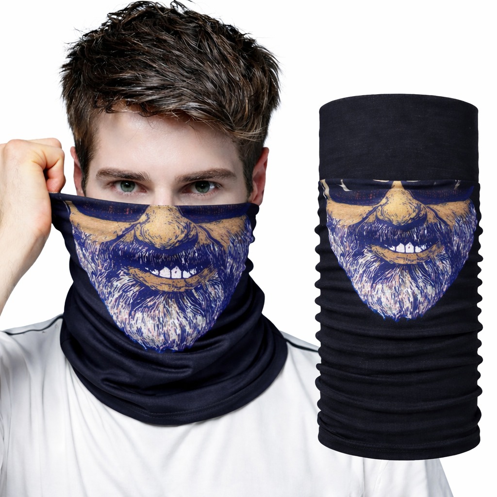Sakallı Yüz Desenli Baf Buff – Çok Amaçlı Boyunluk &amp;amp; Maske 1 No