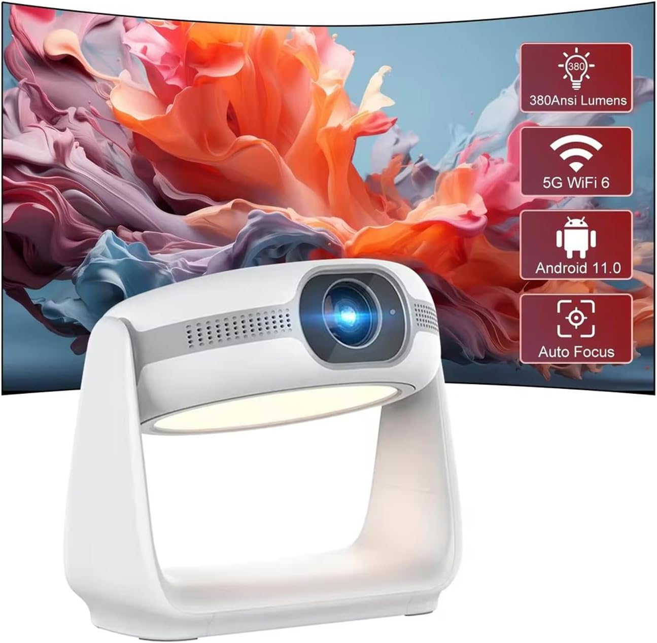 Otomatik Focus Yüksek Lümen Tam Yüksek Çözünürlüklü 3D Desteği LCD Android Wifi Bluetooth 4K Projeksiyon Cihazı