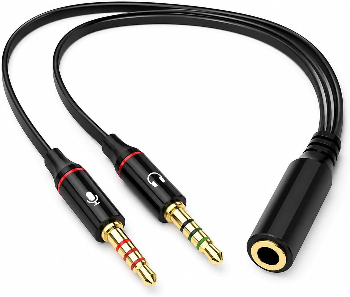 PrimeX PX-8005 Kulaklık Mikrofon Ayırıcı, 3.5 mm Jak 1 Dişi 2 Erkek Y Splitter, Tek Girişli Mikrofonlu Kulaklığı PC ve Laptopa Bağlama Çevirici