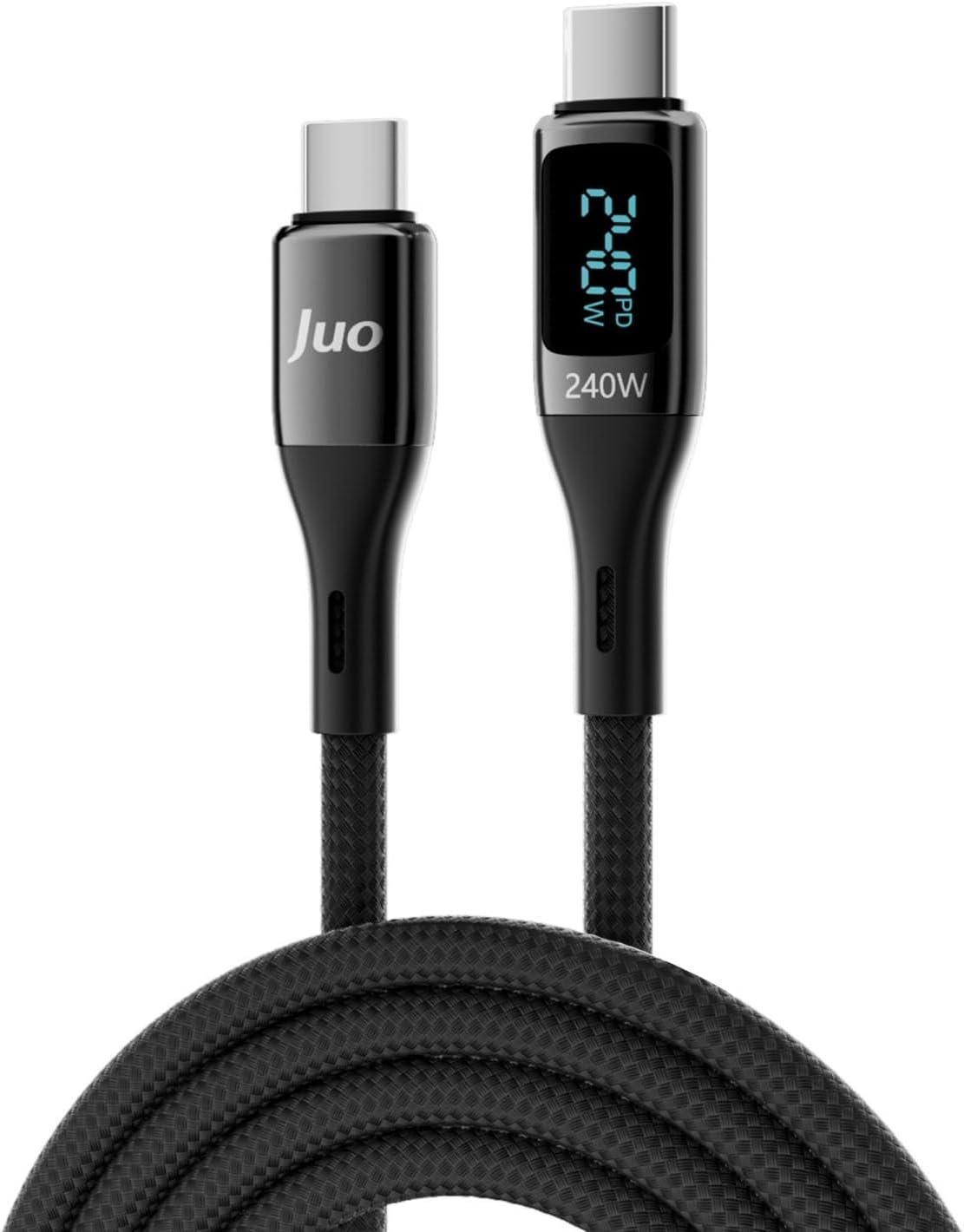 240W Dijital Led Ekranlı E-Mark Çipli PD 3.1 USB Type-C to Type-C Hızlı Şarj ve Data Kablosu 2 Metre